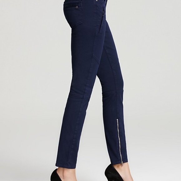 NWT Paige MARLEY Moto Skinny Zip Leg Twill Pants in Pacific Dusk Size 26 - Picture 3 of 9